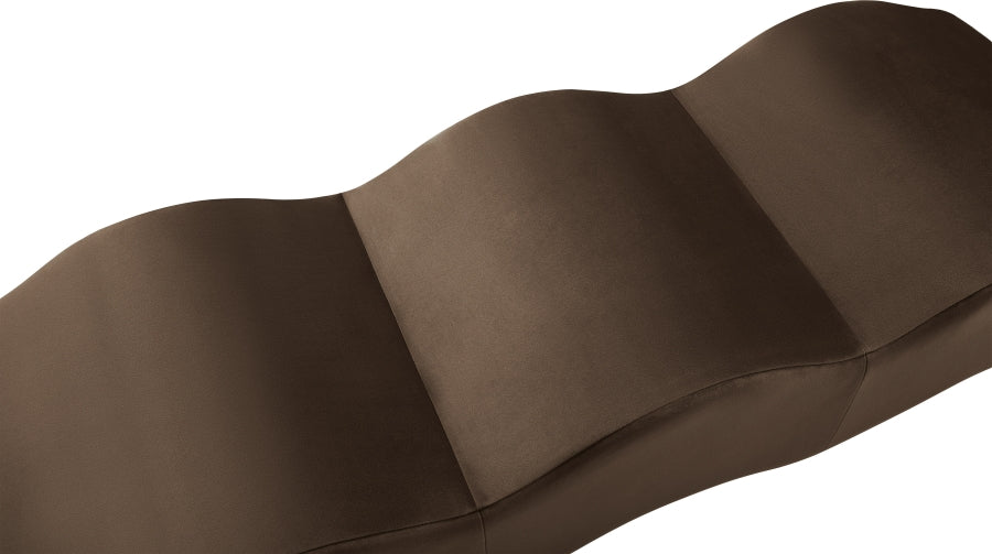 Wave Velvet Upholstered Bench in Brown from Meridian - Luna Furniture