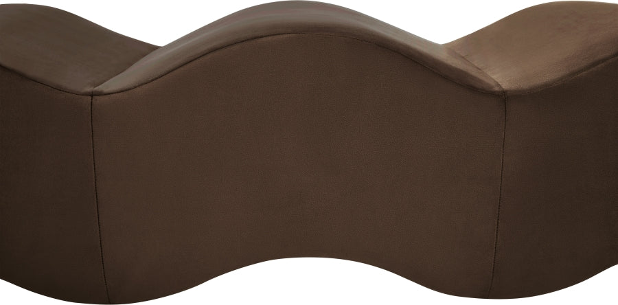 Wave Velvet Upholstered Bench in Brown from Meridian - Luna Furniture