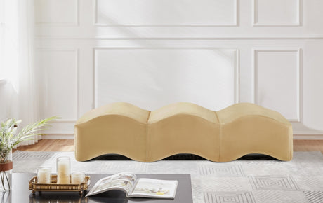 Wave Velvet Upholstered Bench in Camel from Meridian - Luna Furniture