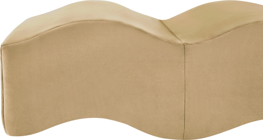 Wave Velvet Upholstered Bench in Camel from Meridian - Luna Furniture