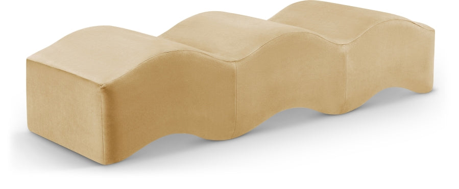 Wave Velvet Upholstered Bench in Camel from Meridian - Luna Furniture