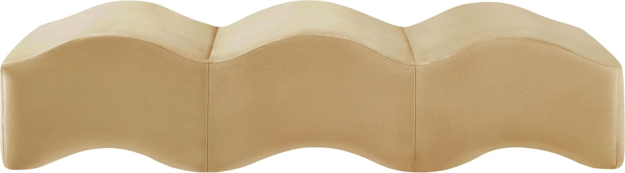 Wave Velvet Upholstered Bench in Camel from Meridian - Luna Furniture