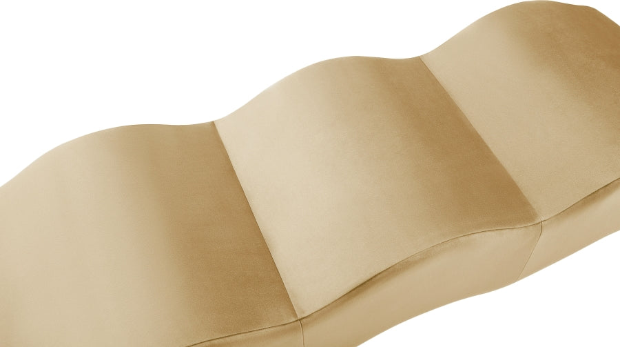 Wave Velvet Upholstered Bench in Camel from Meridian - Luna Furniture