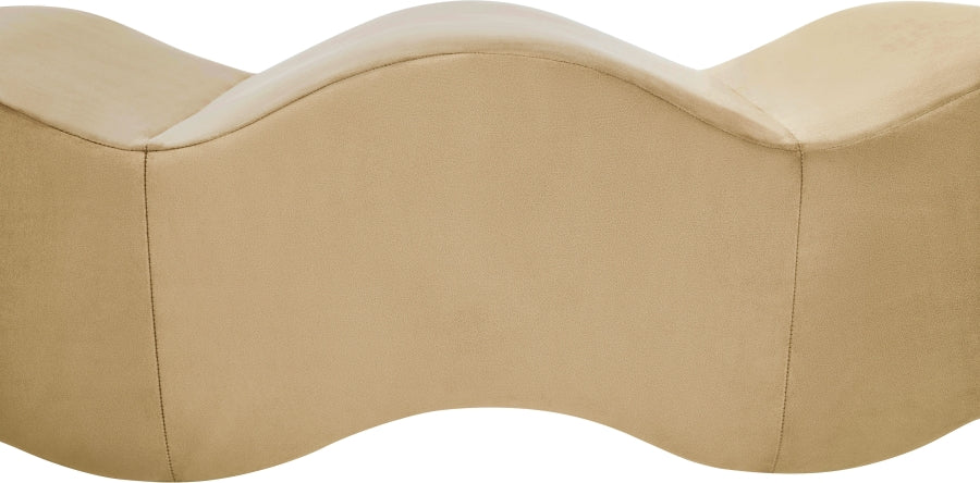 Wave Velvet Upholstered Bench in Camel from Meridian - Luna Furniture