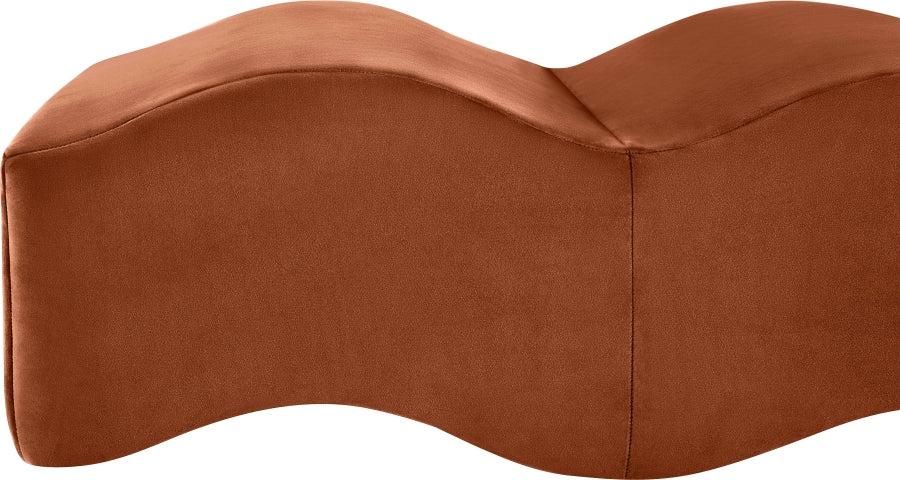 Wave Velvet Upholstered Bench in Cognac from Meridian - Luna Furniture