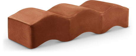 Wave Velvet Upholstered Bench in Cognac from Meridian - Luna Furniture