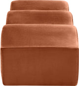 Wave Velvet Upholstered Bench in Cognac from Meridian - Luna Furniture