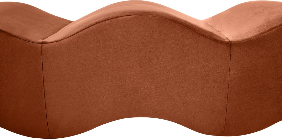 Wave Velvet Upholstered Bench in Cognac from Meridian - Luna Furniture