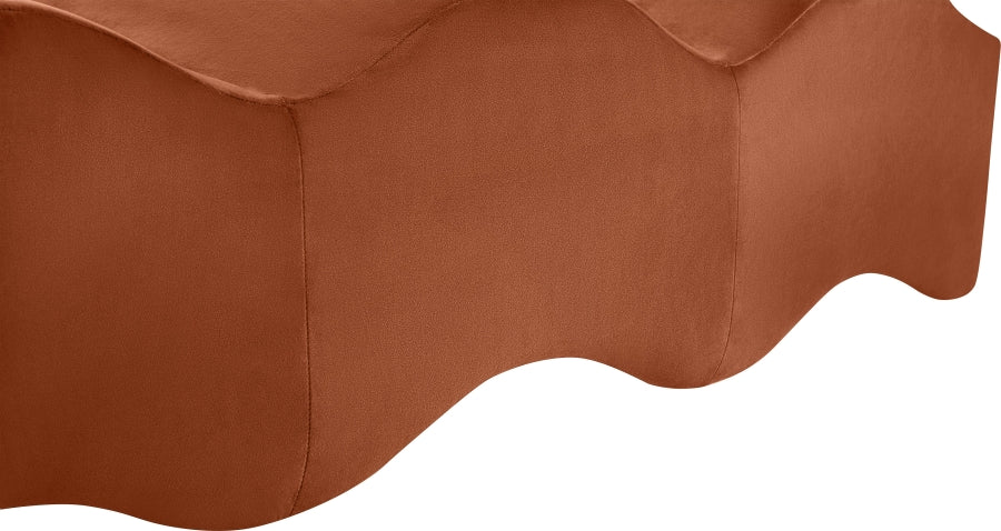 Wave Velvet Upholstered Bench in Cognac from Meridian - Luna Furniture