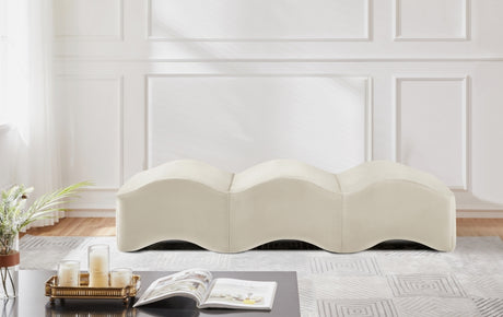 Wave Velvet Upholstered Bench in Cream from Meridian - Luna Furniture