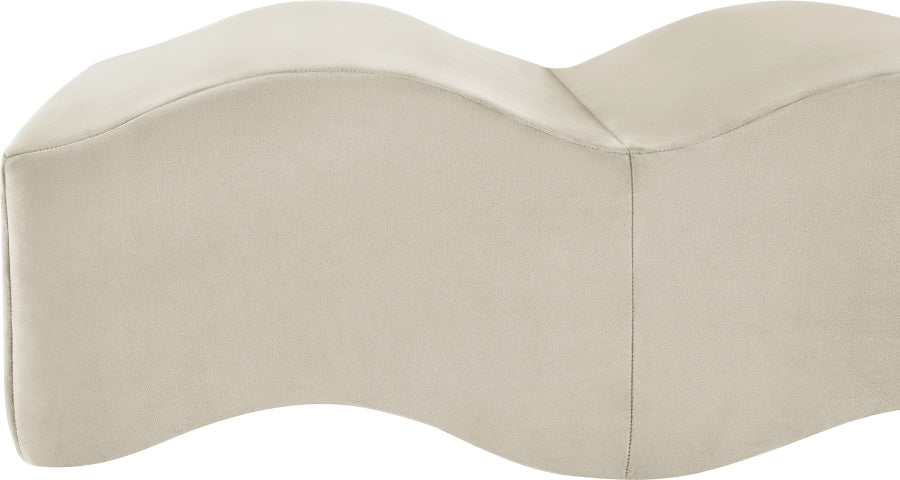 Wave Velvet Upholstered Bench in Cream from Meridian - Luna Furniture