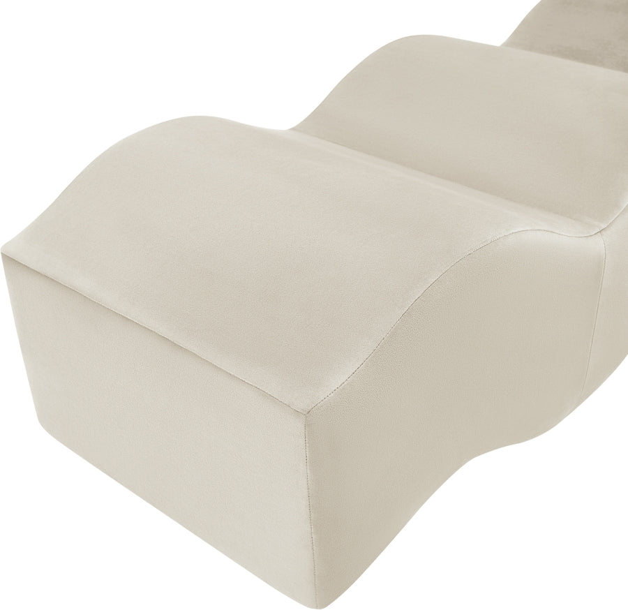 Wave Velvet Upholstered Bench in Cream from Meridian - Luna Furniture