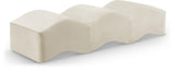 Wave Velvet Upholstered Bench in Cream from Meridian - Luna Furniture