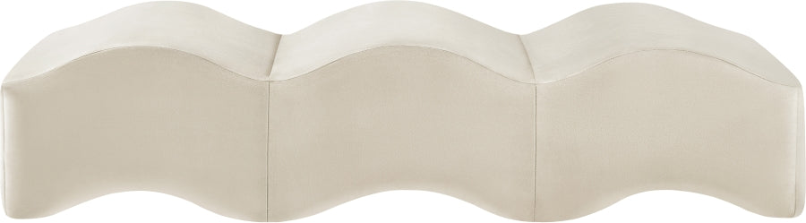 Wave Velvet Upholstered Bench in Cream from Meridian - Luna Furniture