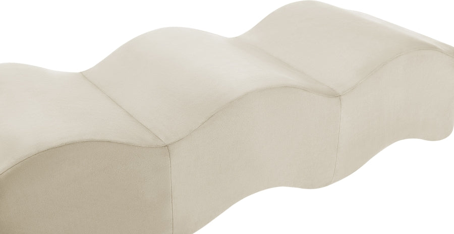 Wave Velvet Upholstered Bench in Cream from Meridian - Luna Furniture