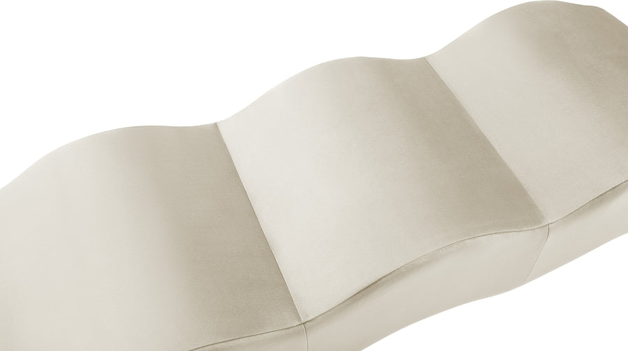 Wave Velvet Upholstered Bench in Cream from Meridian - Luna Furniture