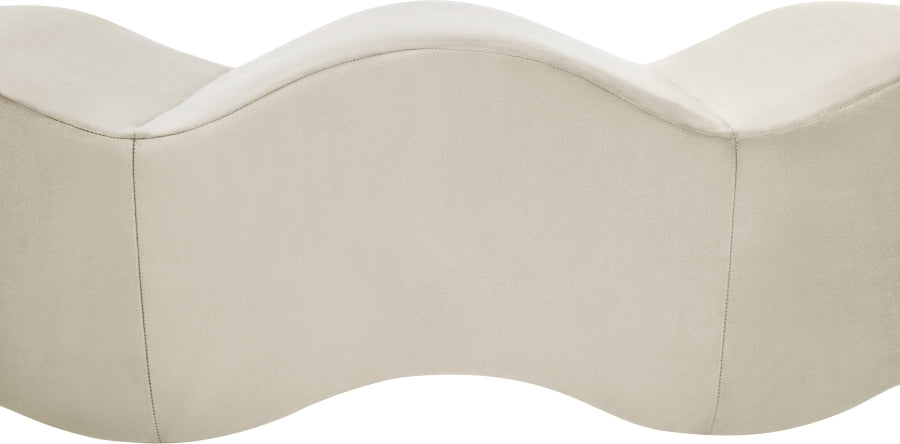 Wave Velvet Upholstered Bench in Cream from Meridian - Luna Furniture