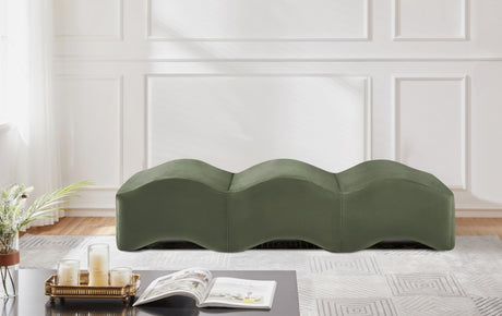 Wave Velvet Upholstered Bench in Green from Meridian - Luna Furniture