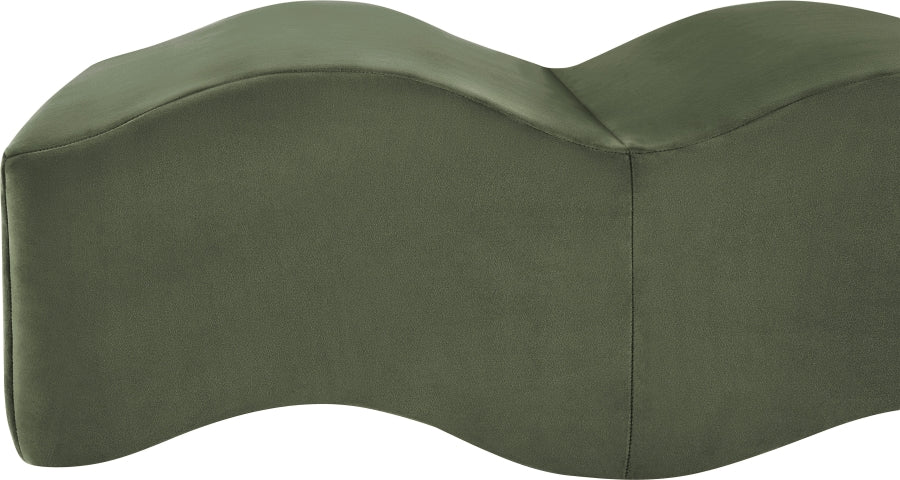 Wave Velvet Upholstered Bench in Green from Meridian - Luna Furniture