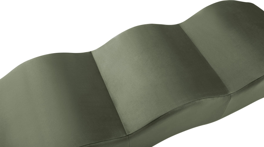 Wave Velvet Upholstered Bench in Green from Meridian - Luna Furniture