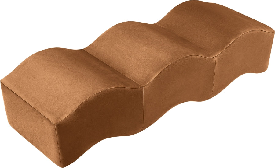 Wave Velvet Upholstered Bench in Saddle from Meridian - Luna Furniture