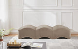 Wave Velvet Upholstered Bench in Taupe from Meridian - Luna Furniture