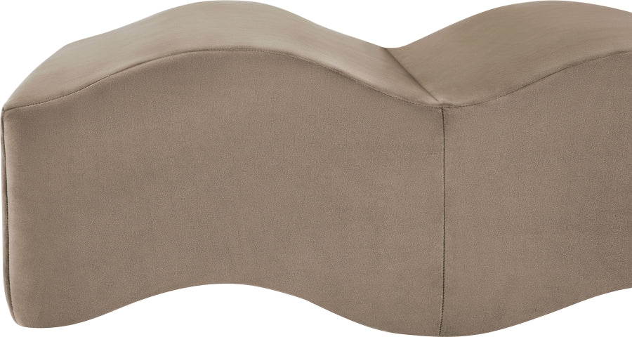 Wave Velvet Upholstered Bench in Taupe from Meridian - Luna Furniture