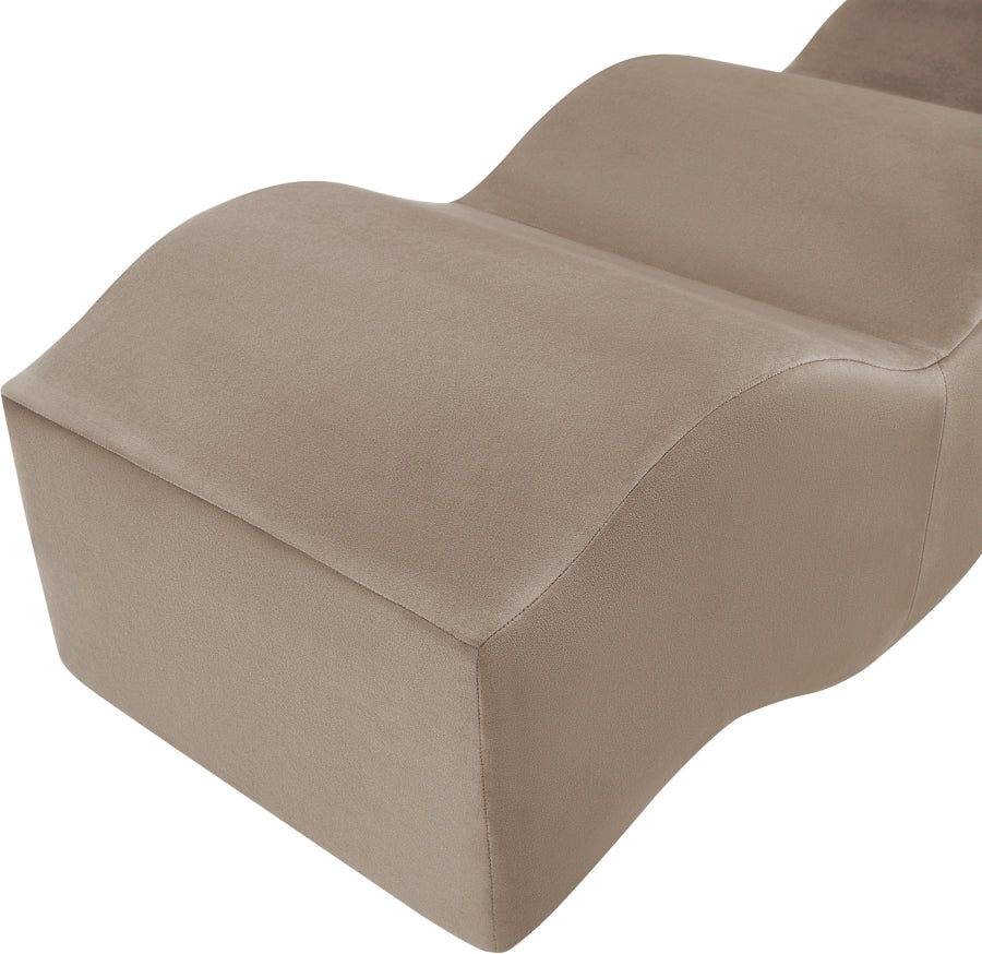 Wave Velvet Upholstered Bench in Taupe from Meridian - Luna Furniture