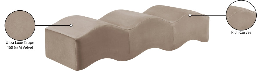 Wave Velvet Upholstered Bench in Taupe from Meridian - Luna Furniture