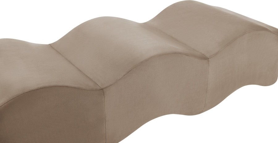 Wave Velvet Upholstered Bench in Taupe from Meridian - Luna Furniture