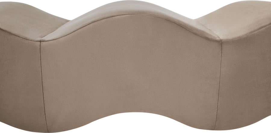 Wave Velvet Upholstered Bench in Taupe from Meridian - Luna Furniture