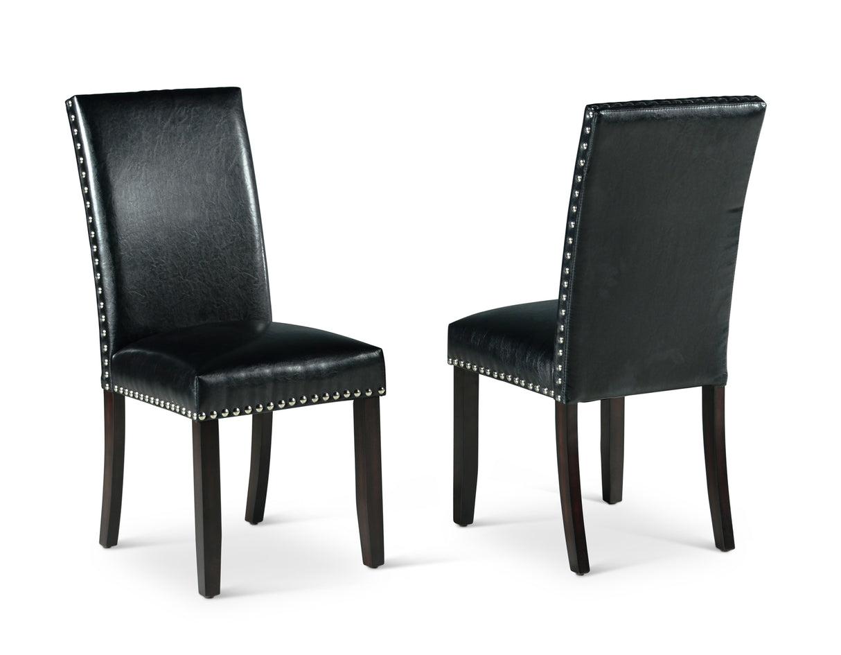 Westby Black PU Side Chair w/Nailhead, Set of 2 - WB380S