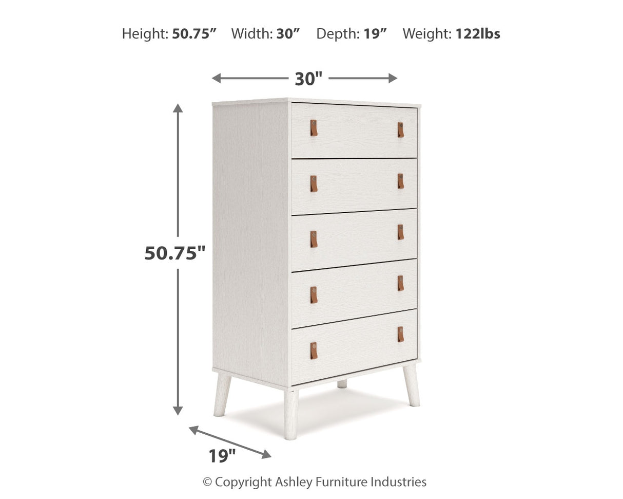 Aprilyn Full Platform Bed with Dresser, Chest and 2 Nightstands in White from Ashley - Luna Furniture