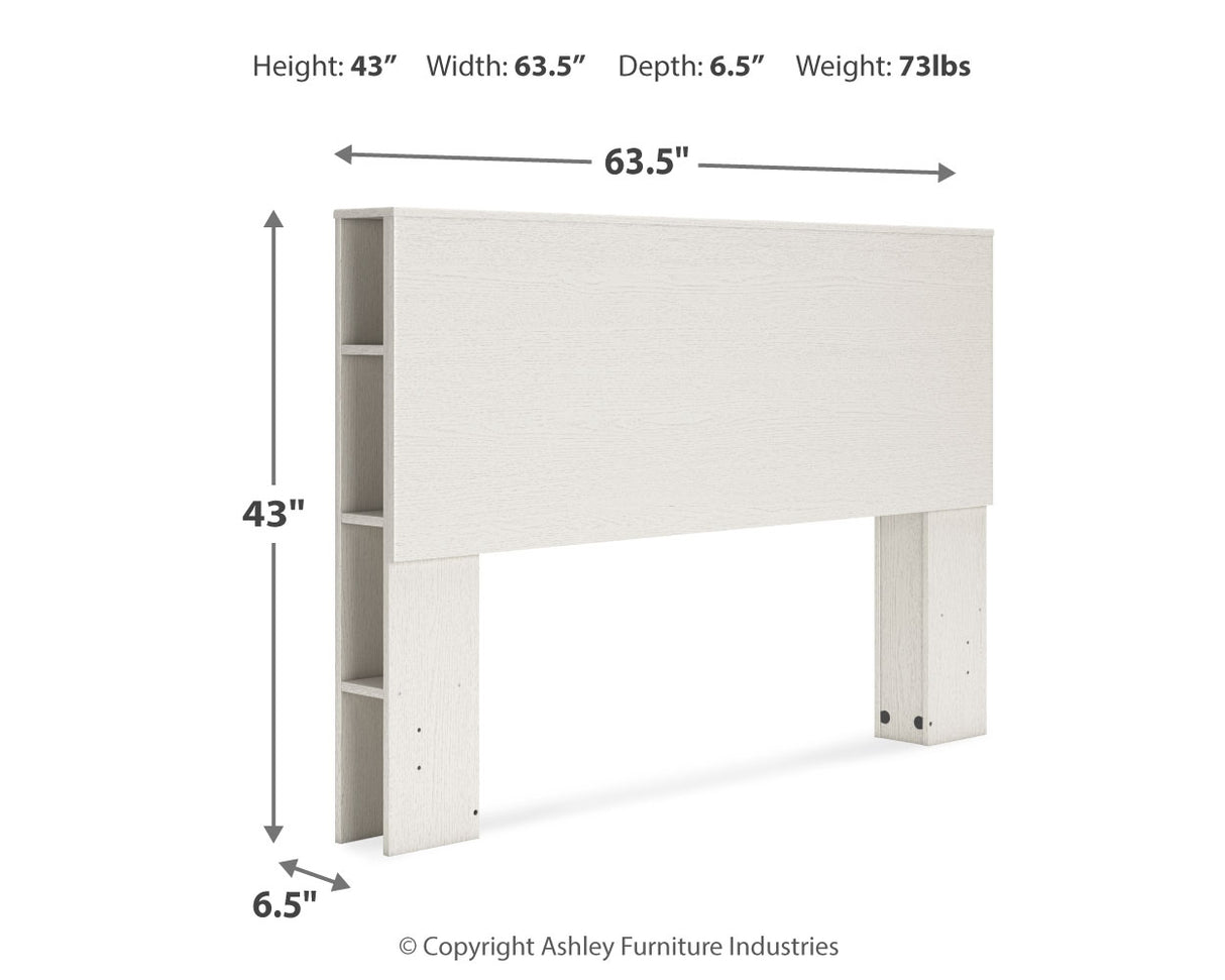 Aprilyn Queen Bookcase Headboard with Dresser and 2 Nightstands in White from Ashley - Luna Furniture