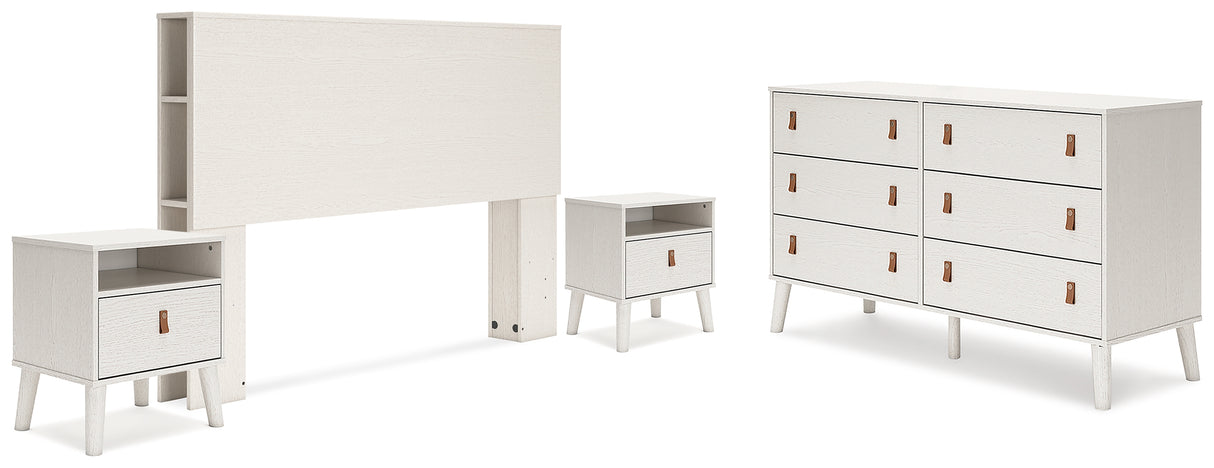 Aprilyn Queen Bookcase Headboard with Dresser and 2 Nightstands in White from Ashley - Luna Furniture