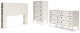 Aprilyn Queen Bookcase Headboard with Dresser and Chest in White from Ashley - Luna Furniture