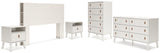 Aprilyn Queen Bookcase Headboard with Dresser, Chest and 2 Nightstands in White from Ashley - Luna Furniture