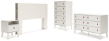 Aprilyn Queen Bookcase Headboard with Dresser, Chest and Nightstand in White from Ashley - Luna Furniture