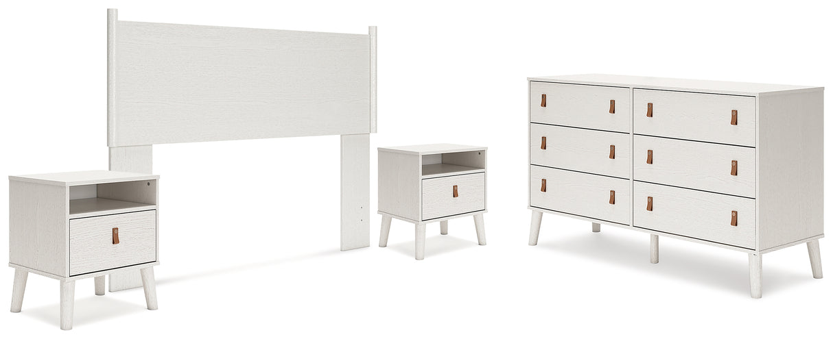 Aprilyn Queen Panel Headboard with Dresser and 2 Nightstands in White from Ashley - Luna Furniture