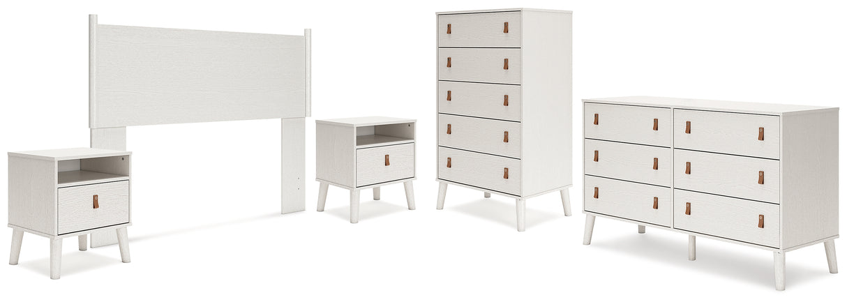 Aprilyn Queen Panel Headboard with Dresser, Chest and 2 Nightstands in White from Ashley - Luna Furniture