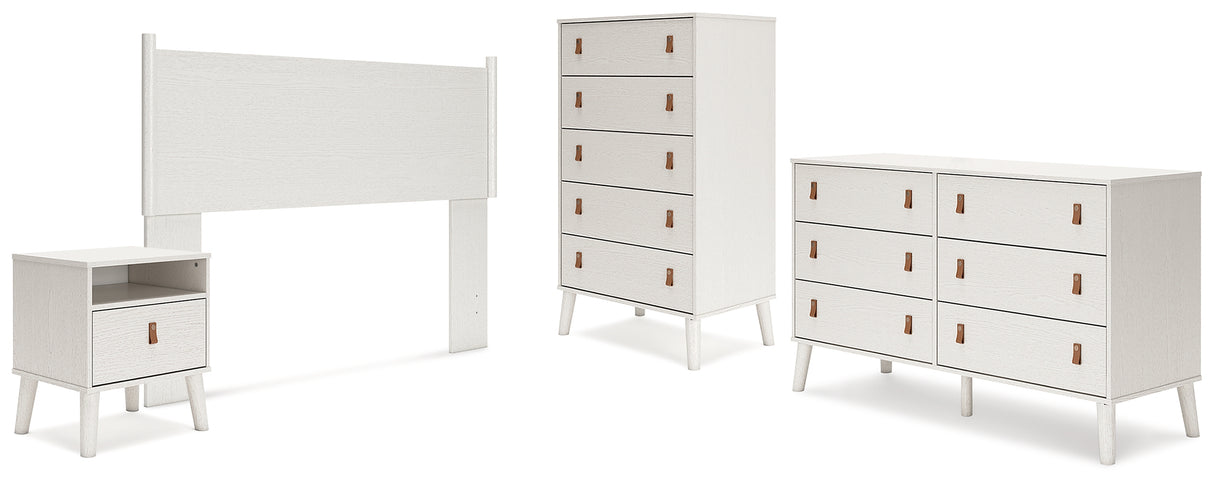 Aprilyn Queen Panel Headboard with Dresser, Chest and Nightstand in White from Ashley - Luna Furniture