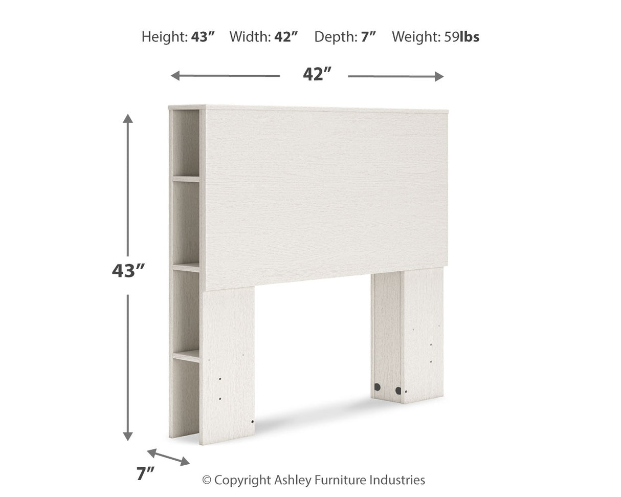 Aprilyn Twin Bookcase Headboard with Dresser and 2 Nightstands in White from Ashley - Luna Furniture