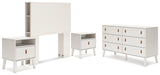 Aprilyn Twin Bookcase Headboard with Dresser and 2 Nightstands in White from Ashley - Luna Furniture