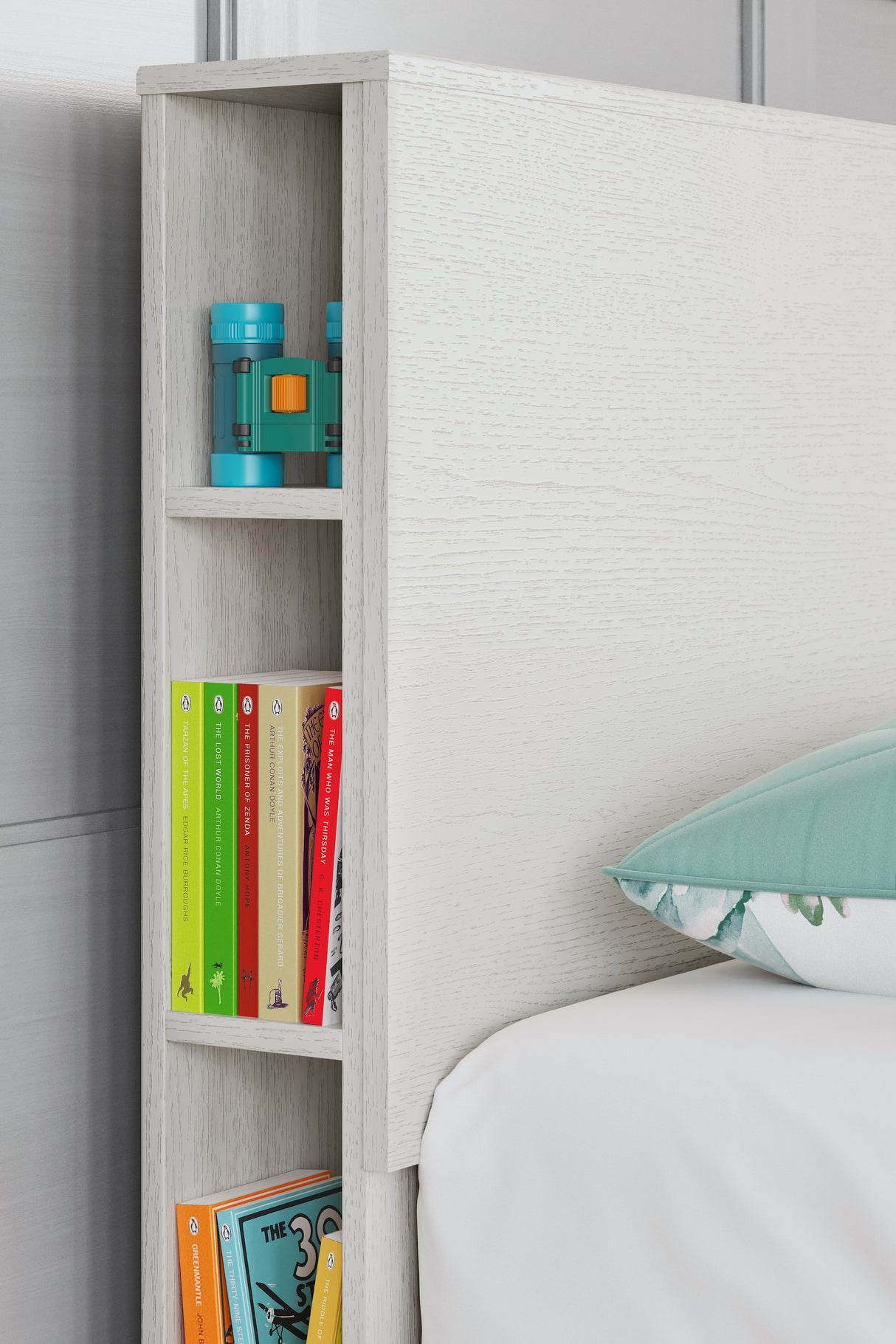 Aprilyn Twin Bookcase Headboard with Dresser, Chest and 2 Nightstands in White from Ashley - Luna Furniture