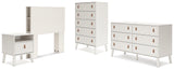 Aprilyn Twin Bookcase Headboard with Dresser, Chest and Nightstand in White from Ashley - Luna Furniture