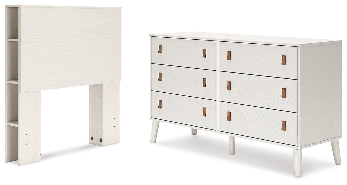 Aprilyn Twin Bookcase Headboard with Dresser in White from Ashley - Luna Furniture