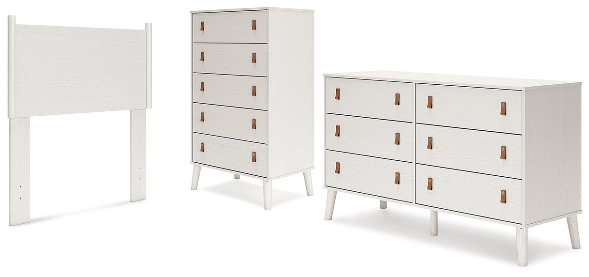 Aprilyn Twin Panel Headboard with Dresser and Chest in White from Ashley - Luna Furniture