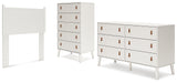 Aprilyn Twin Panel Headboard with Dresser and Chest in White from Ashley - Luna Furniture