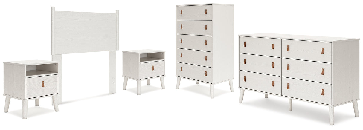 Aprilyn Twin Panel Headboard with Dresser, Chest and 2 Nightstands in White from Ashley - Luna Furniture