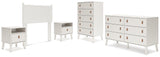 Aprilyn Twin Panel Headboard with Dresser, Chest and 2 Nightstands in White from Ashley - Luna Furniture